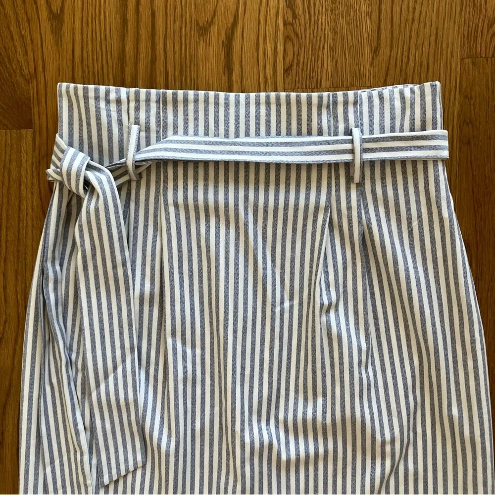 Antonio Melani High Waist Pencil Midi Blue & White Stripe Skirt (6) - Picture 2 of 10